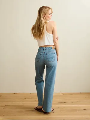 American Eagle AE Curvy High Waisted Stovepipe Jean Raw Hem Size 2 Long thumbnail 2