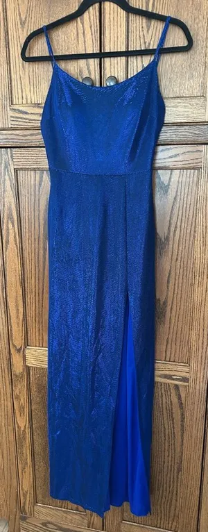 B Darlin Womens Juniors‎ Blue Sparkle Leg Slit Evening Gown Dress SIZE 3/4 thumbnail 1