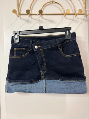 Shein Dark Denim Mini Skirt Blue thumbnail 3