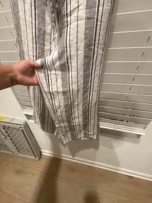 Per Se Striped Pants Size PM Linen Blend Drawstring Crop thumbnail 6