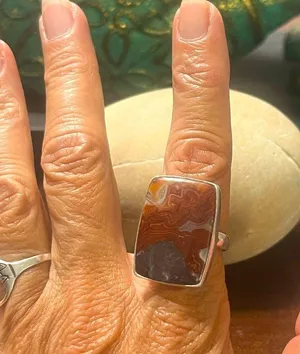 Sterling Silver on sardonyx AGATE ring sz 7 thumbnail 6