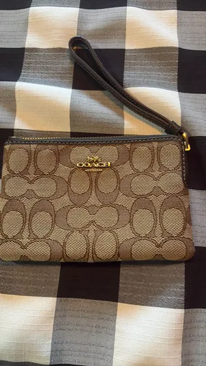 Coach Signature Canvas Wristlet - Brown Tan C Logo - Zip Wristlet Wallet thumbnail 4