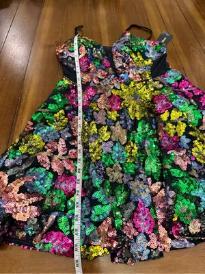 NWT Giffniseti Floral Sequin Mini Dress Size M Lace Up Corset Back Party thumbnail 5