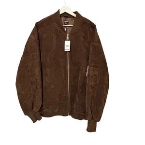 Boohoo Vintage Suede Look Oversized Bomber Jacket Chocolate Brown US 12 NEW thumbnail 4