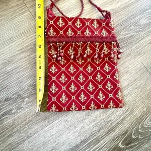 Red crossbody Bag with beads thumbnail 9