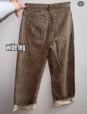 ZARA Leopard Print Jeans Wide-Leg thumbnail 5