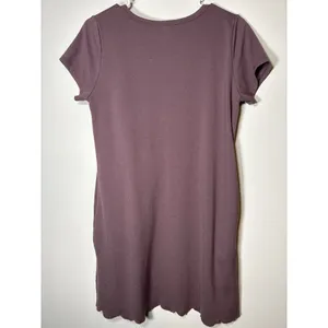 T-Shirt Dress Mauve Keyhole Neck Scallop Hem Casual‎ Preppy Normcore Weekend M thumbnail 4