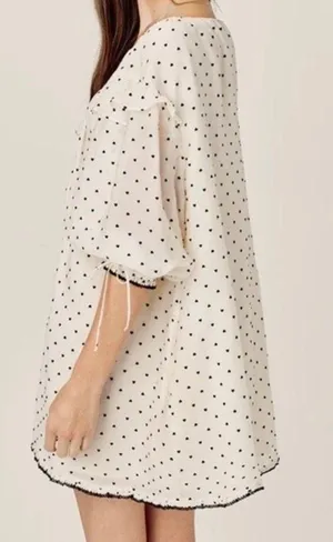 For Love and Lemons Eden Mini Dress tiny velvet flocked hearts thumbnail 3