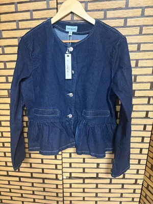 Steve Madden denim peplum jacket size large thumbnail 1