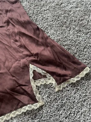 Urban Outfitters Brown Satin Lace-Trim Mini Chemise thumbnail 3