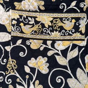 Vera Bradley Yellow Bird Tote Shoulder Bag Black Yellow Quilted Floral Purse thumbnail 3