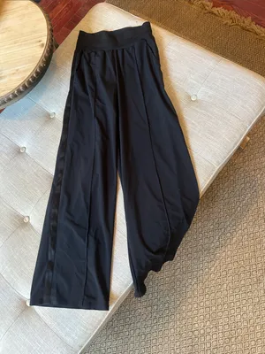 Athleta Black Nolita Wide Leg Satin Trim Size 0P thumbnail 3