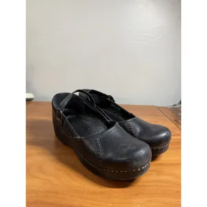 Dansko Marcelle Mary Jane Clog Womens 39/ 8.5 Black Leather Comfort Minimalist thumbnail 3
