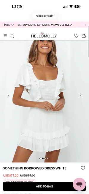 Hello Molly Dress Mini White thumbnail 2