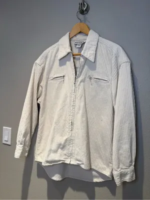 Vintage Chazzz Credentials Cream Corduroy Zip Front Jacket Shacket size small thumbnail 2