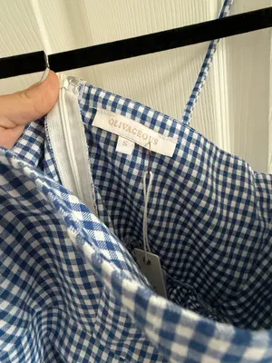 Blue and white gingham maxi dress from a boutique NWT! Size small Payed $82 thumbnail 3