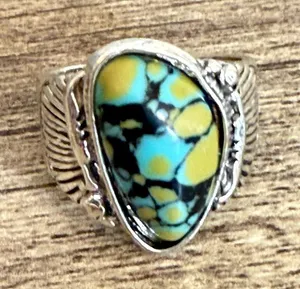 Silver Tone Ring Faux Turquoise No Size See Photos Southwestern Boho thumbnail 1