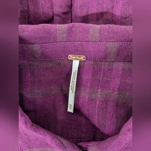 new Free people purple checkered mini dress short sleeve plaid printed Sz XS 2-4 thumbnail 4