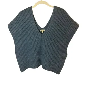Pilcro x Anthropologie Boxy Ribbed Sweater Vest Size S in Blue thumbnail 2