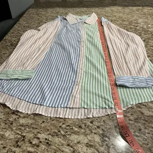 Aerie Women's XL Oversized Button Down Shirt Colorblock Striped NWT thumbnail 3
