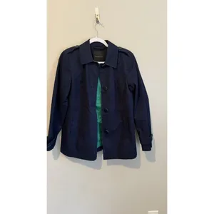 Talbots Rain Trench Coat Jacket Women Size XS Blue Button Up Military Preppy thumbnail 5