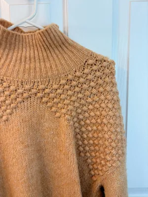 Free People Wheat-Tone Textured Mock Neck Sweater thumbnail 3
