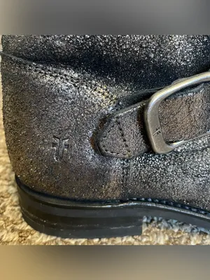 Frye Veronica Boots Size 8.5 Metallic Gold Moto Slip On Booties Black Gold thumbnail 10