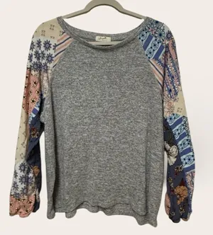 FREEBIRD Heather Gray Knit Top Size XL thumbnail 1