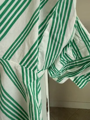 Old Navy Green Striped Boyfriend Shirt thumbnail 4