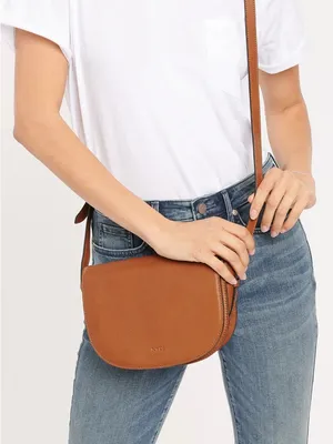 NYDJ‎ Leather Half Moon Crossbody Bag Brown thumbnail 2
