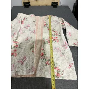 Handmade women's Floral Quilted Duster Sweater Sz XS/S Cottage Core Grandma Chic thumbnail 4