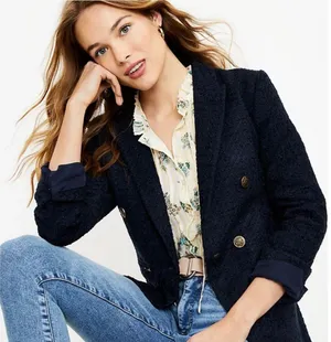 Navy Tweed Blazer thumbnail 1