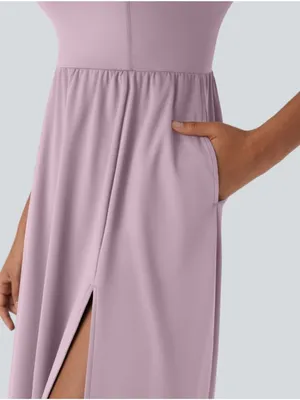 NWOT Halara Purple SoftlyZero Airy Cool Touch Midi Casual Dress thumbnail 4