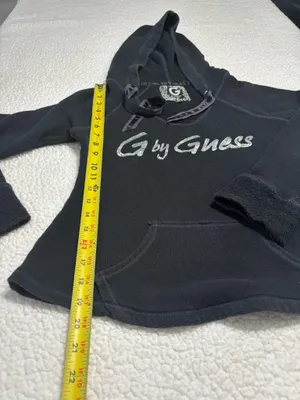 G by Guess Black Pullover Graphic Hoodie Sweatshirt Women's Size XL streetwear thumbnail 5