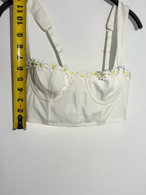 Urban Outfitters White Daisy-Trim Longline Bralette thumbnail 7