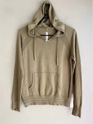 Athleta Evergreen Hoodie Sweater Pullover Olive Green Knit XS thumbnail 1