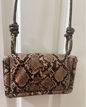 Zara Purse Womens Handbag Animal Print Shoulder Bag Brown Bronze Rectangular thumbnail 1