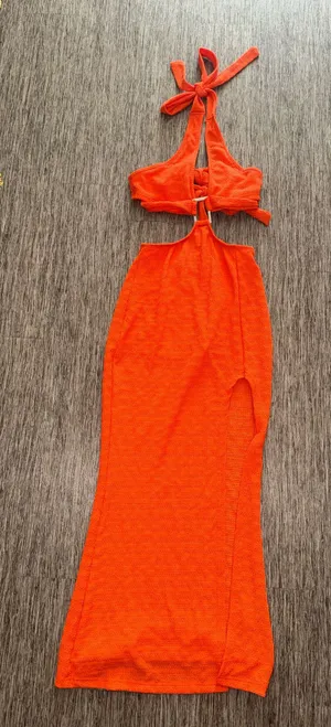 Shein Maxi Dress Orange thumbnail 1