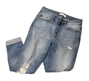 KanCan Size 5/26 Distressed Denim Jeans Cuffed Hem‎ Light Wash Rips Distressed thumbnail 1