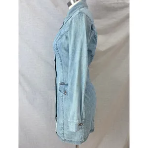 Vintage Guess Jeans USA Y2K Denim‎ Mini Dress Distressed Shacket 7 AS IS thumbnail 9
