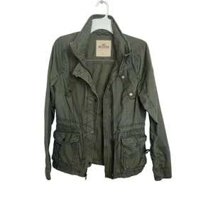 Y2K Hollister Green Military Utility Jacket L Indie Sleaze Arm Patch thumbnail 2