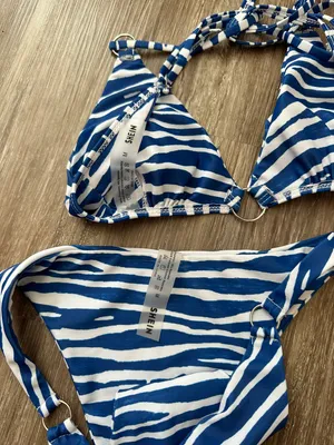 striped blue bikini thumbnail 3