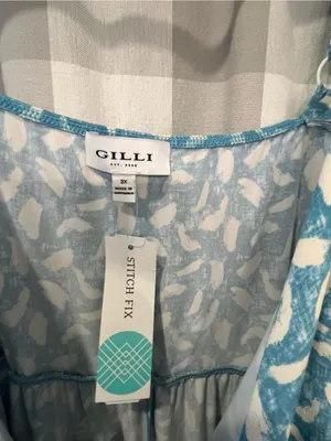 Gilli Blue and White Printed Wrap Maxi Dress thumbnail 6