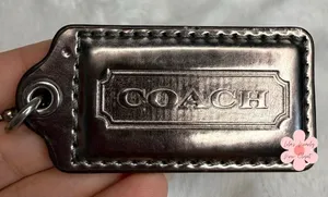 2.5" COACH Silver Metallic Fob Bag Charm Hang tag Hangtag thumbnail 1