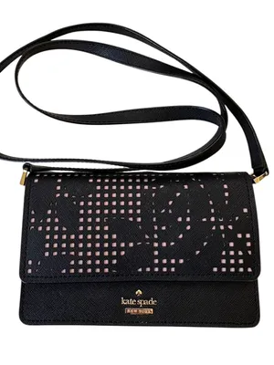 EUC Kate Spade Leather Cameron Street Perforated Arielle Crossbody Bag Black thumbnail 1