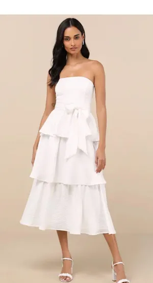 Lulus White Midi Dress thumbnail 1