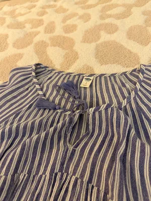 Old Navy Striped Blouse Blue White thumbnail 2