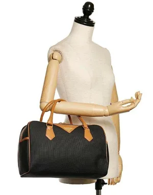 YVES SAINT LAURENT Vintage Leather-Trim Woven Boston Bag thumbnail 1