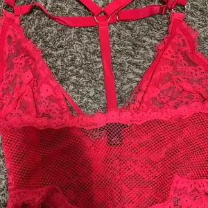 Victorias Secret Sexy Red lace Teddy thong mesh on butt size woman small thumbnail 5