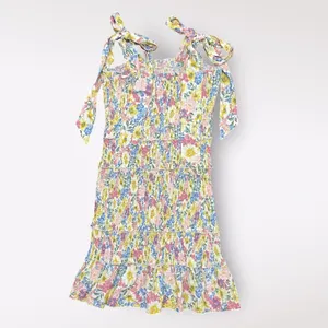 Aura Floral Print smocked body ruffled boho babydoll sundress‎ Size S thumbnail 3